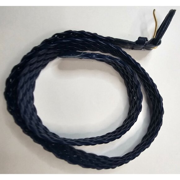 Genuine Leather Braided Belt ML Made In Taiwan Navy Blue 33" Long - Picture 8 of 8